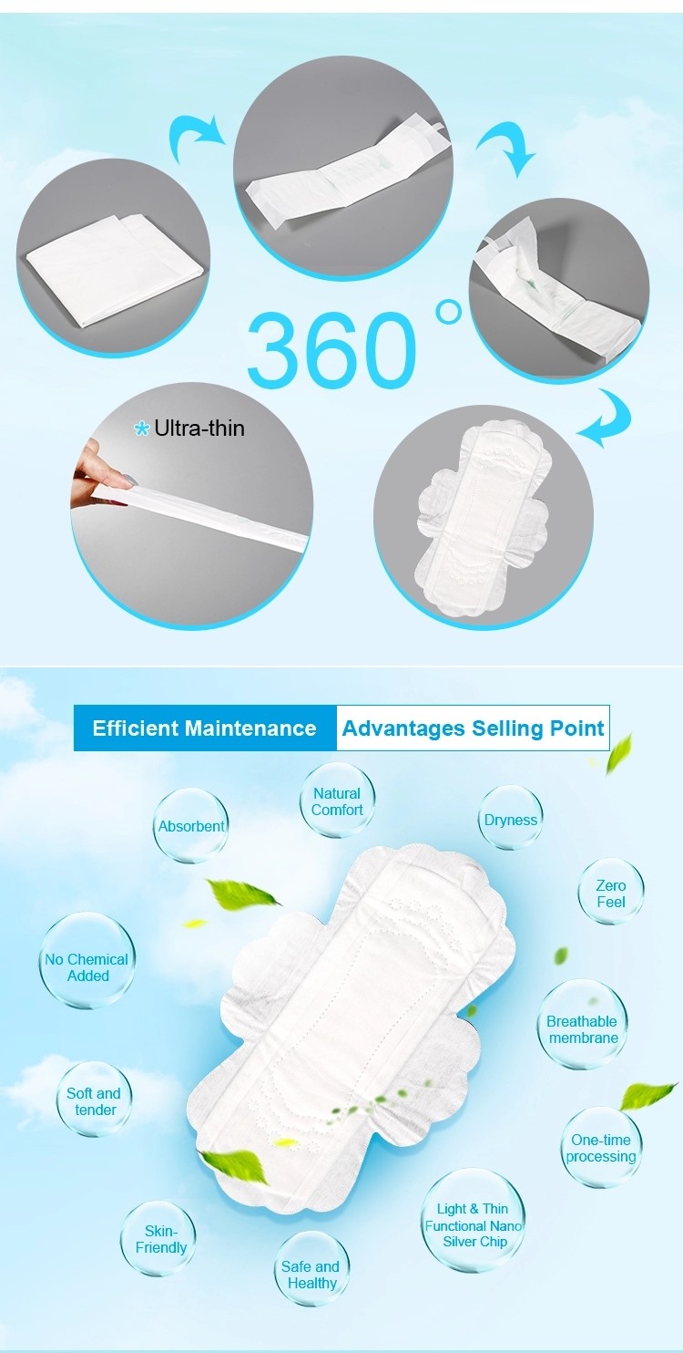 Blue Core Negative Ion Chip Pads Nano Silver Magnetic Ion Sanitary Napkin