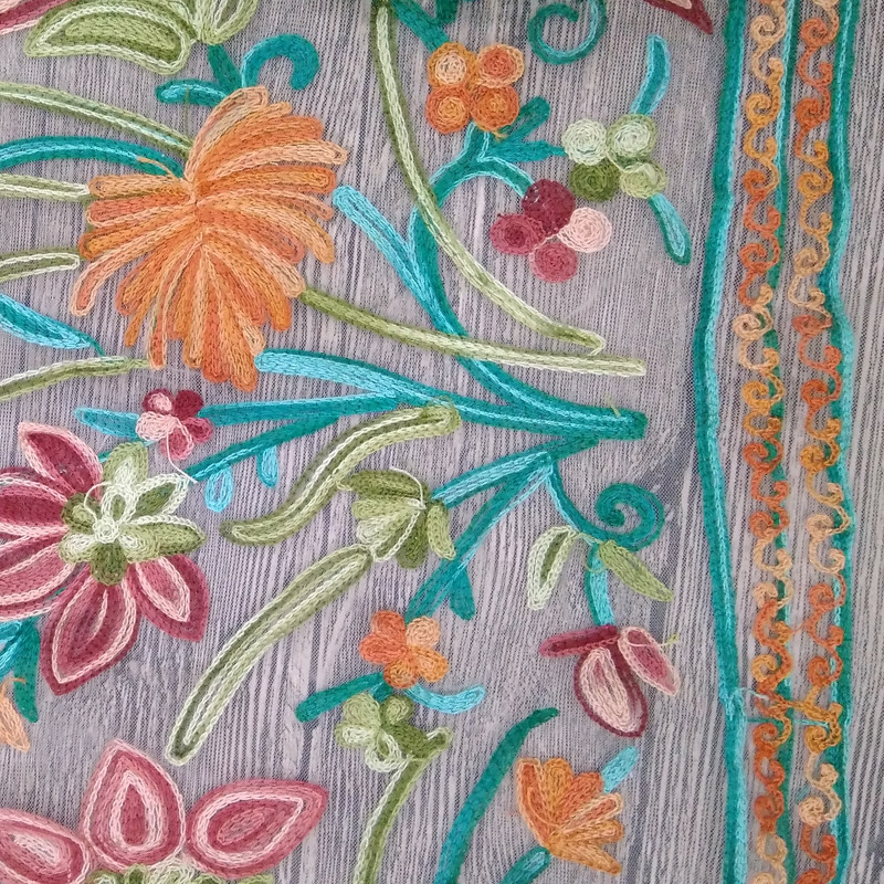 Polyester Wide Jacquard Embroidered Mesh Lace Fabric By The Yard With Colored 3D Flower