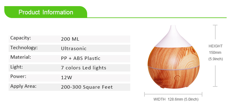 Home Appliance Ultrasonic 200ml Mini Air Humidifier Oil Diffuser