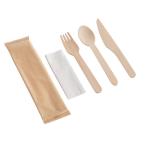 160mm wooden knife fork spoon set paper includes napkin wooden disposable