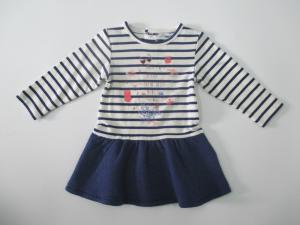 China Long Sleeve Pretty Baby Girl Dresses Yarn Dyed Stripe Cotton wholesale