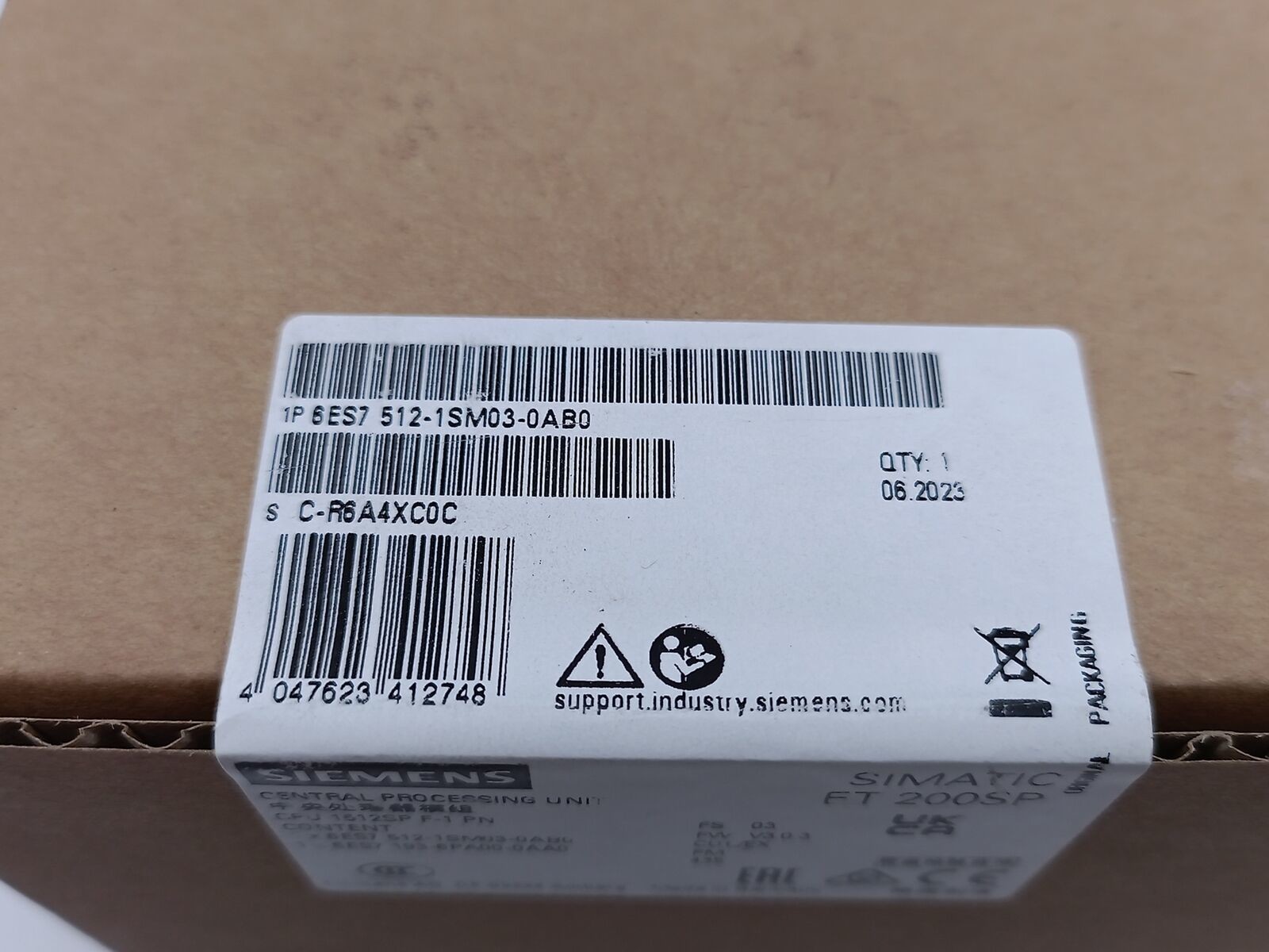SIEMENS PLC SIMATIC S7-1500 CPU 1512SP F-1 PN 6ES7512-1SM03-0AB0 PROFINET IRT WITH 3-PORT SWITCH