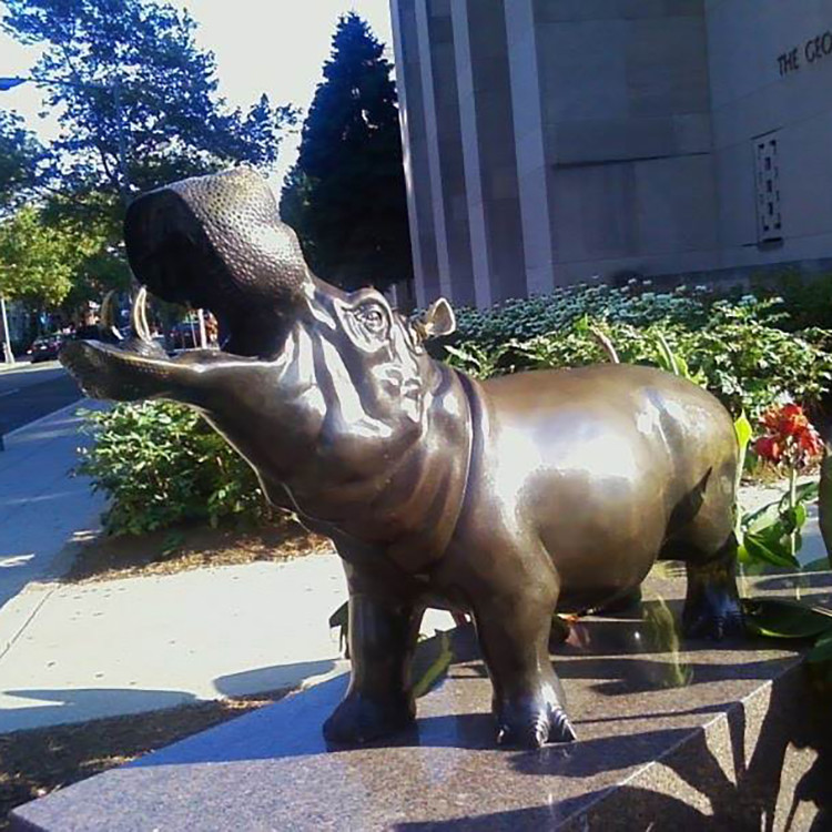 Garden Decor Art Exquisite Hippo Statue Outdoor Bronze Sculpture