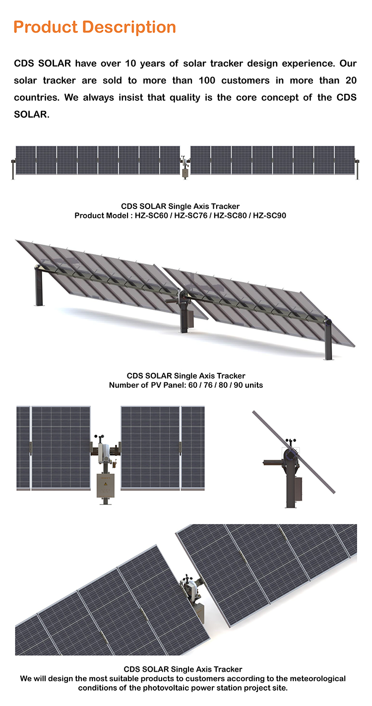 0.08 Kwh/d 92m 2m Self Cleaning Automatic Sun Tracking Solar Panel With Slewing Drive Solar Tracker