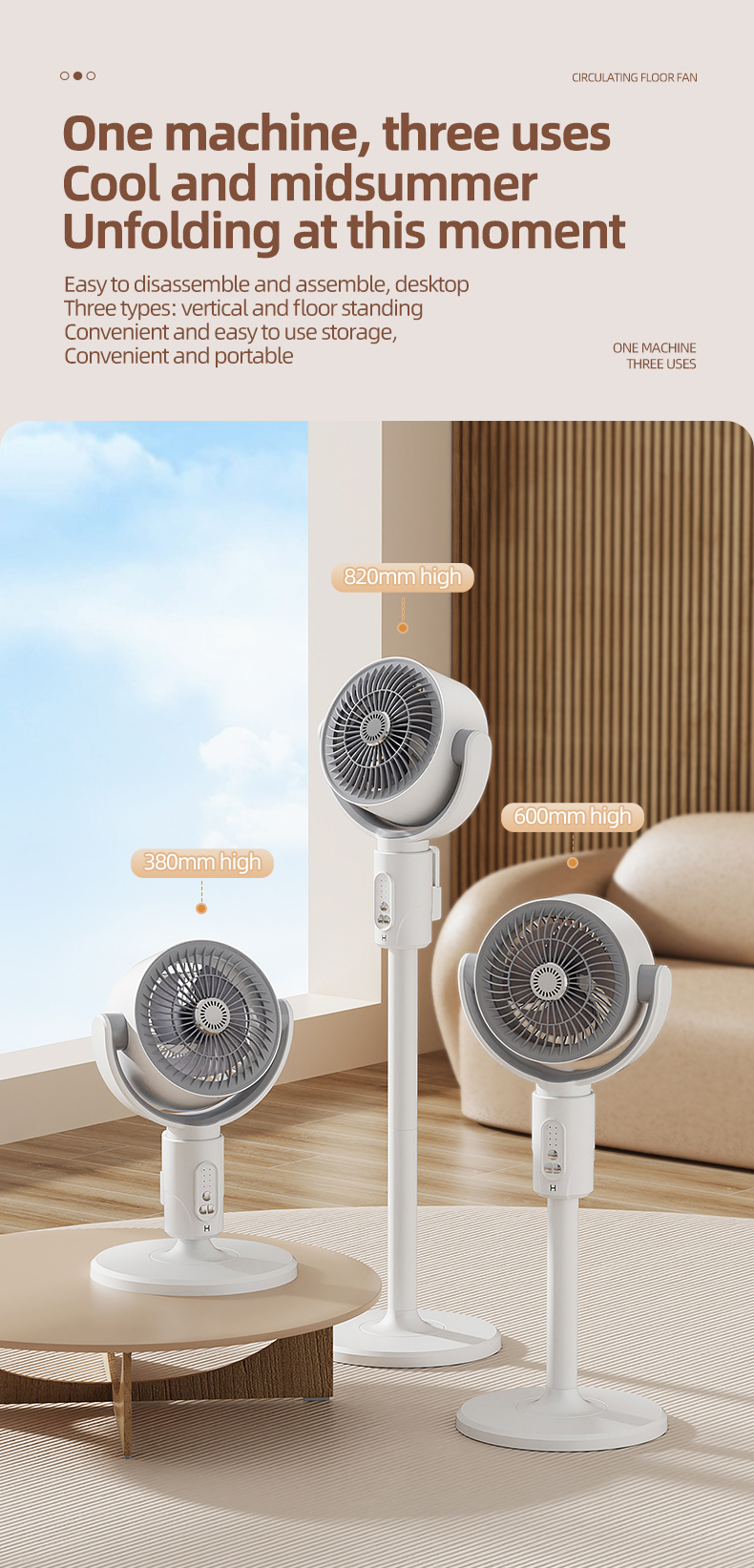 Adjustable Height 4000mA Portable USB Rechargeable Standing Fan With Timing Led Lamp Light
