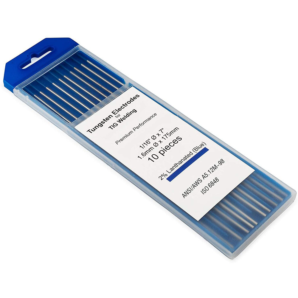 Blue 2% Lanthanated TIG 1/16'' x 7'' 10 Pack WL20 Ground Finish Tungsten Electrodes