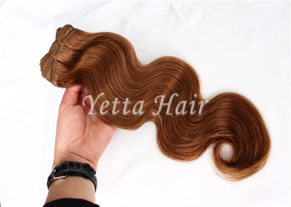 Long Lasting Golden Blonde Hair Extensions / Natural Human Hair Weave With