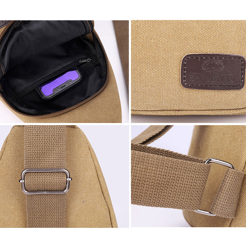 Men Sling Crossbody Bag Sports Chest Picnic Canvas Messenger Bag