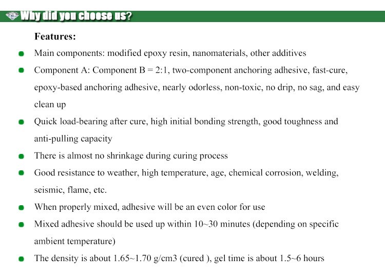 NJMKT High Tensile Strength Epoxy Steel Resin Adhesive Bonded Rebar Grade A 20L Volume