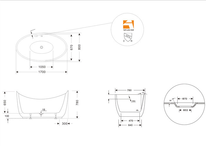 Contempoary Simple Small Freestanding Soaking Tub , Oval Garden Tub 3 Years Warranty