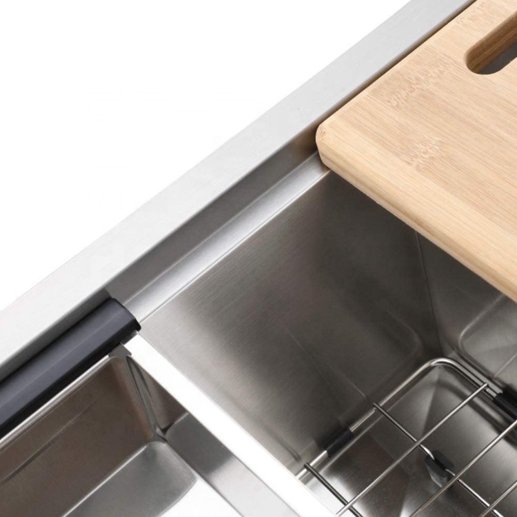 33'' Apron Stainless Steel Kitchen Sink Ledge Workstation 18 Gauge