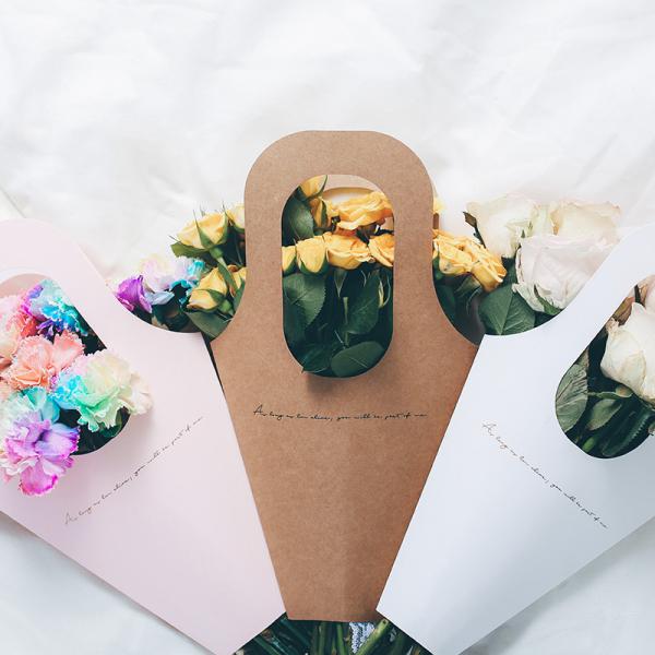 Portable Flower Carry Bag with Eco-Friendly Paperboard Carrier and Kraft Paper Handle