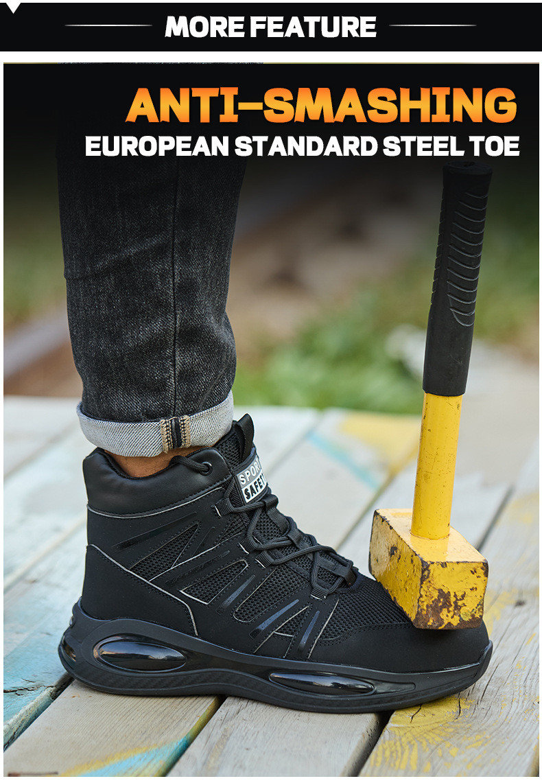 Kevlar Air-cushioned Sole Work Shoes Ultimate Safety Boots for Security Work