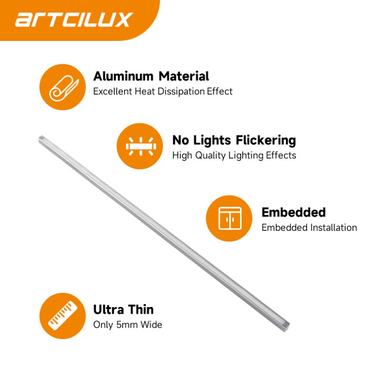10MM PCB LED Ribbon Light , Slim Aluminum Profile LED Light For Cabinet And Recessed Mounting