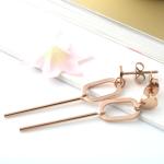 Fashion Accessories Women Stainless Steel Ellipse Long Drop Earring