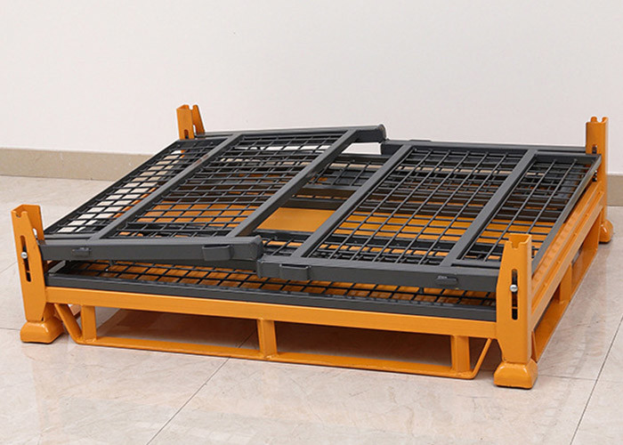 Forklift Access Collapsible Pallet Cage With Half Pin Positioning Technology 4 Way
