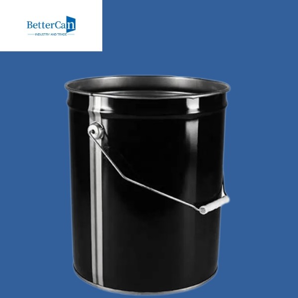 Blue 5 Gallon Metal Paint Bucket , Round Metal Pail With Handle