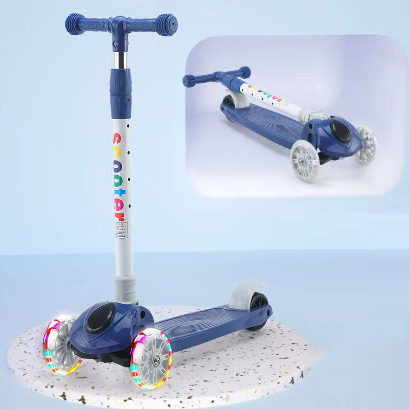 Metal Tricycle Style Kick Scooter for Children Ages 3-12 Adjustable Height Wheels