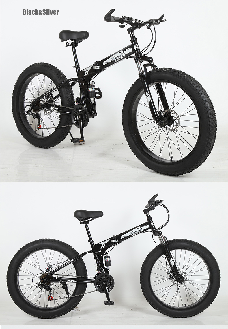 Customizable 26 Inch Fat Tyre Cycle Folding Snow Mountain Beach Cruisers Bike Big Tire Bicycle with Carton Size 154*25*78cm