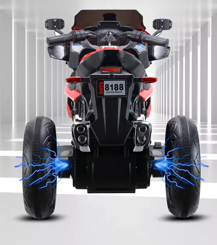 Three-Wheel Electric Off-Road Ride Motorcycle for Children in Red/White/Silver/Black