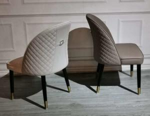 China Exquisite Rhombus Patterned Dining Room Chairs Leather Cover Iron Frame wholesale