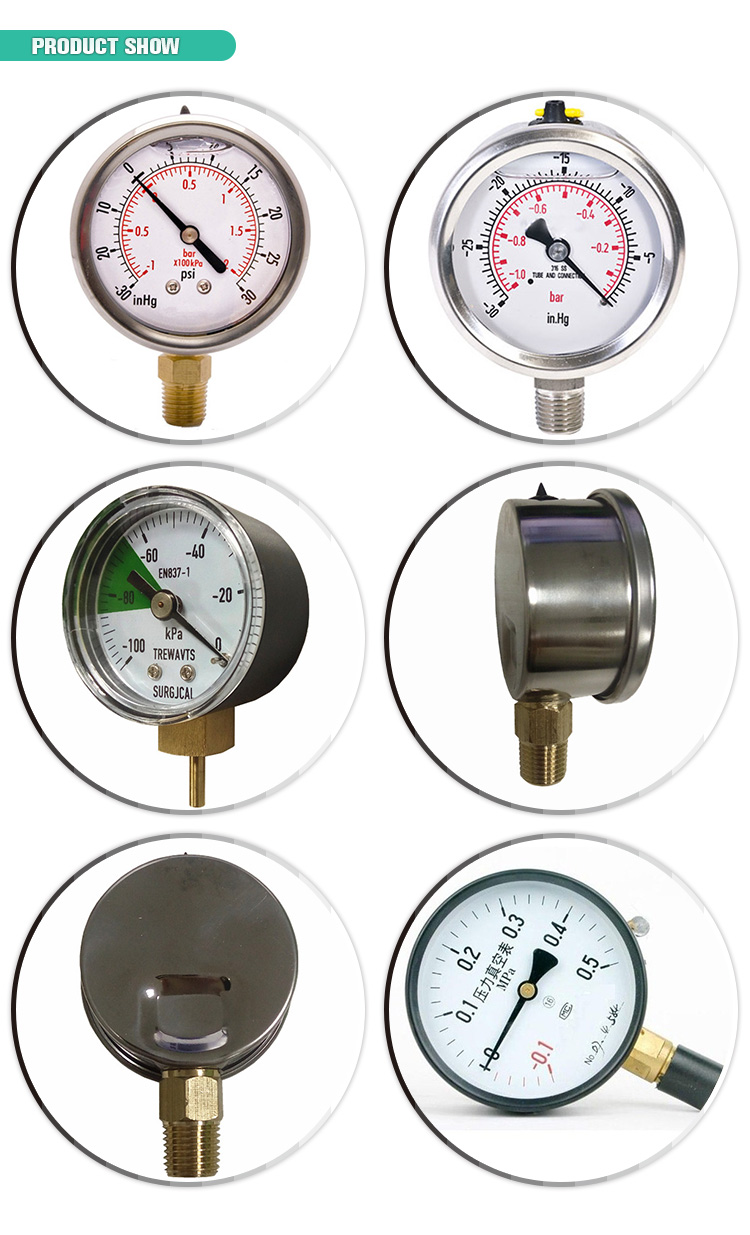 Steel Negative Pressure Gauge -0.1Mpa Back Mount 60mm Dial
