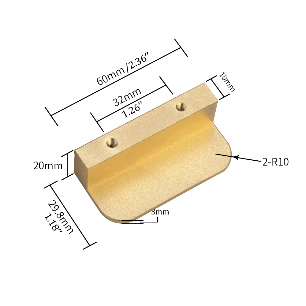 Customized Aluminum Alloy Cabinet Door Handles 60mm Colorful For Home Hardware