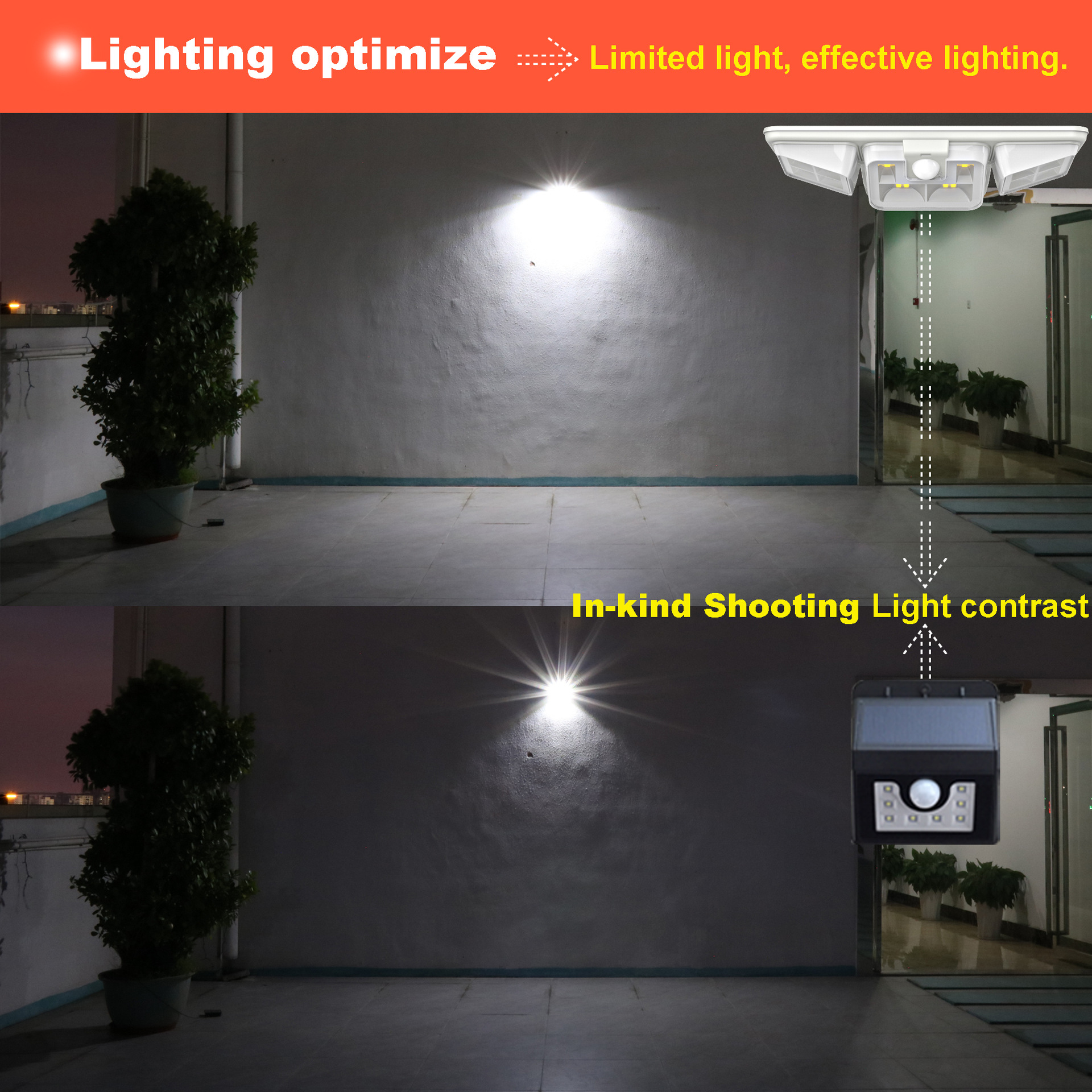 Solar Motion Sensor Lights Outdoor 16 LED Solar Powered Security Lights Landscape Ce 3-YEAR 30000 Onsite Metering Ip44 ABS EMC