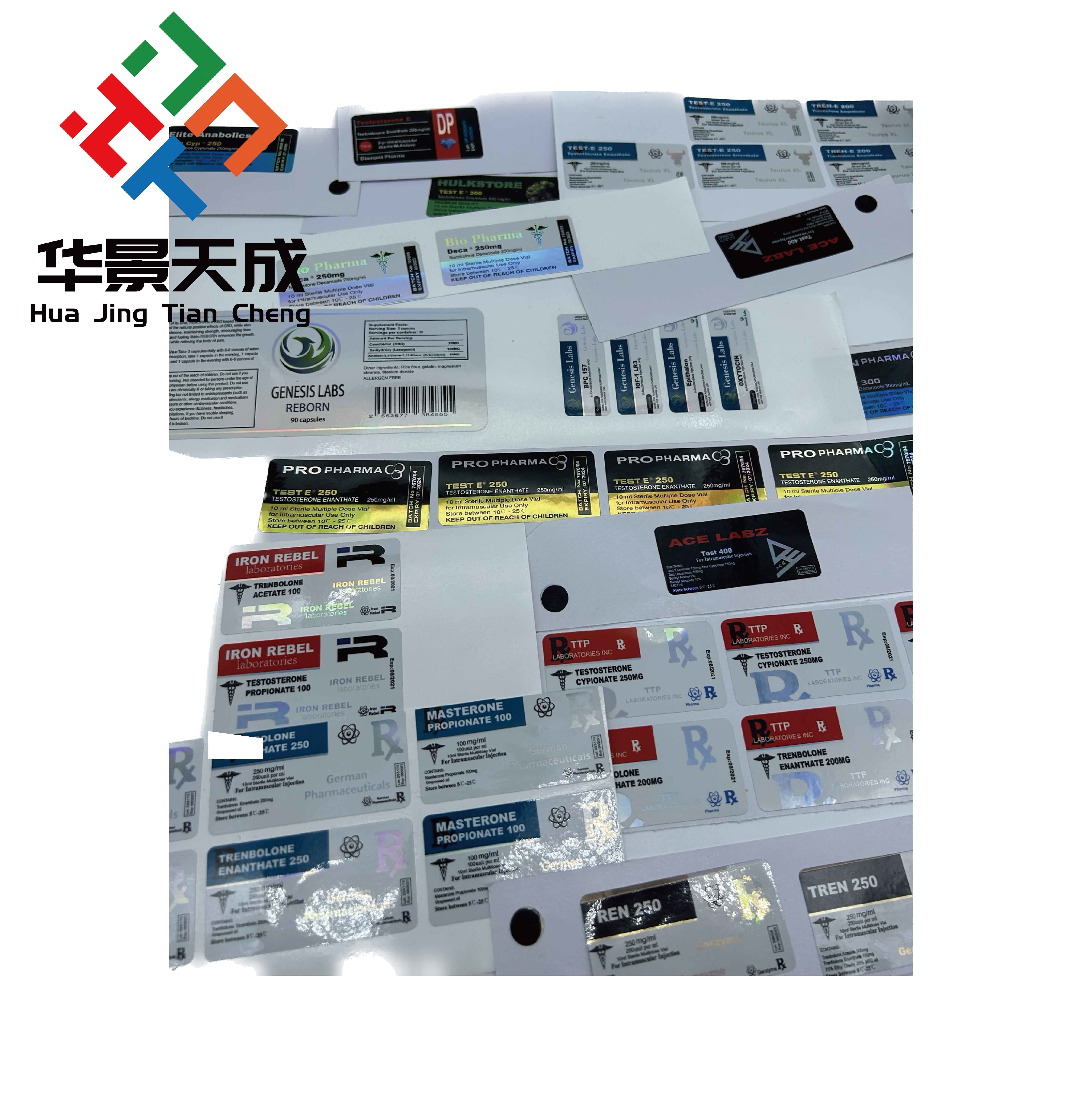 Digital Printing Method Glass Vial Labels With Permanent Adhesive And Vials