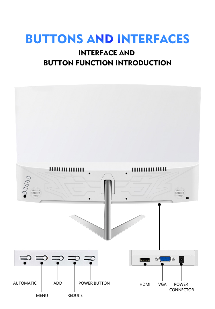 23.8 Inch Business Frameless Computer Monitor With 178° Vertical Viewing Angle