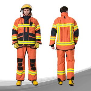 China Orange Color Firefighter Uniform , High Durability Fire Resistant Suit wholesale