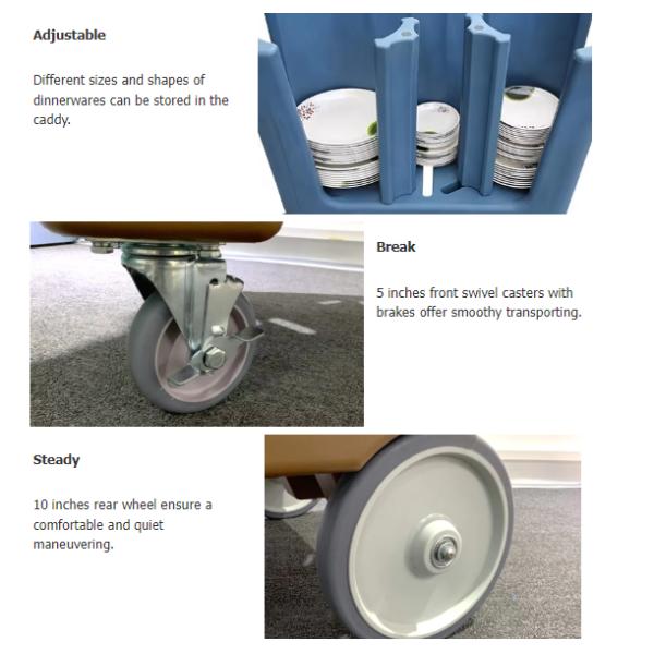 transporting Dish Caddy Storage Dish hot plate Trolley Non slip For Restaurant