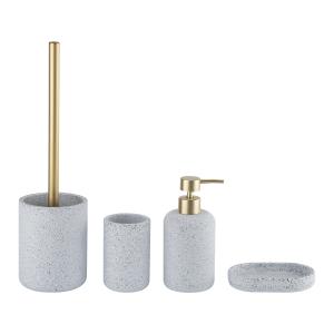 China Blue Terrazzo Bathroom Accessories OEM Round Shape With Mat Gold Parts wholesale