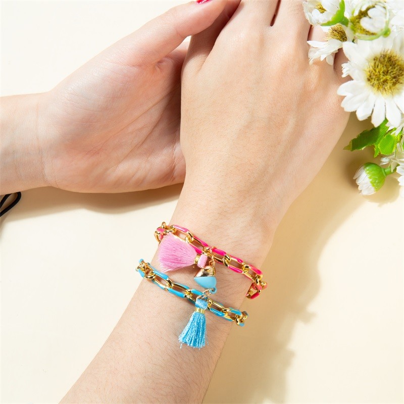 Magnetic Heart Charm Handmade Chain Link Bracelets For Lover Valentine'S Day Gift