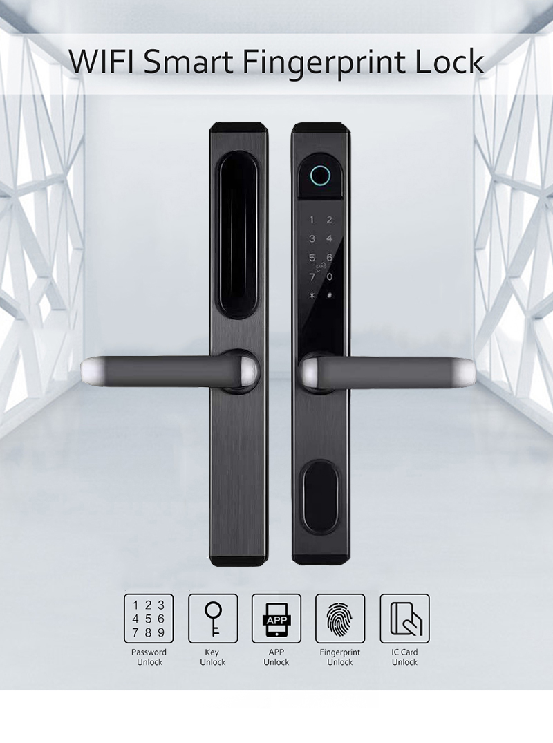 Wifi Electronic Door Lock With Tuya App Control Remotely S876 Fingerprint Glass Door Lock