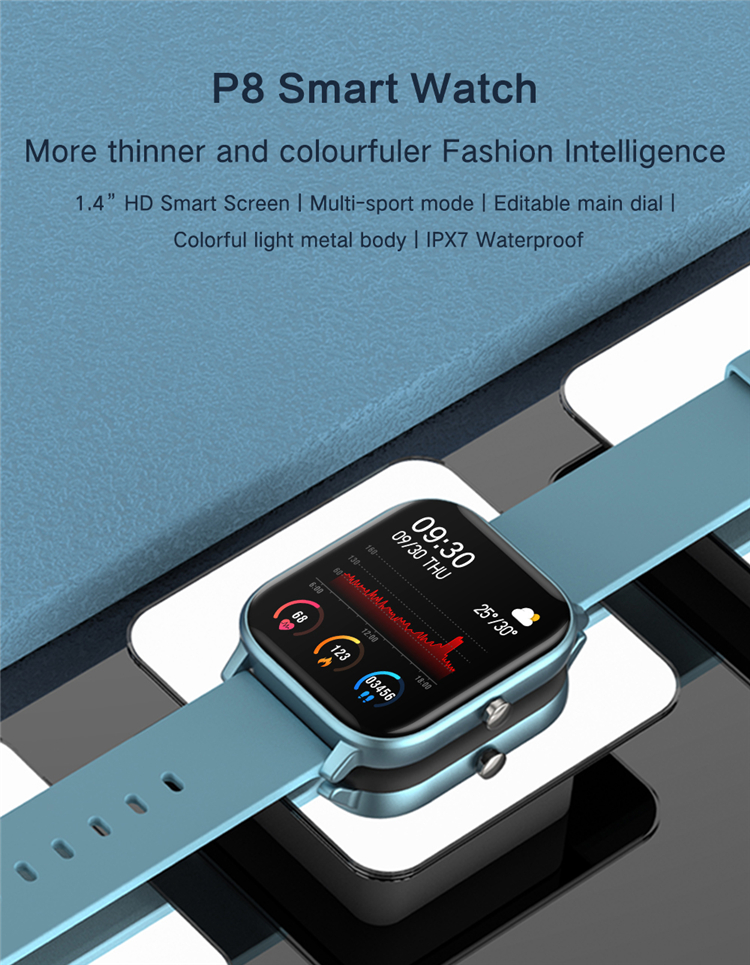 Waterproof RoHS Square Shape Smartwatch GTS Blood Pressure Band