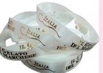 Polyester Custom Printed Satin Ribbon Environmentally Friendly With Gold Foil