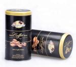 Round Metal Embossed Tall Coffee Tin Cans Outside White Lacquer