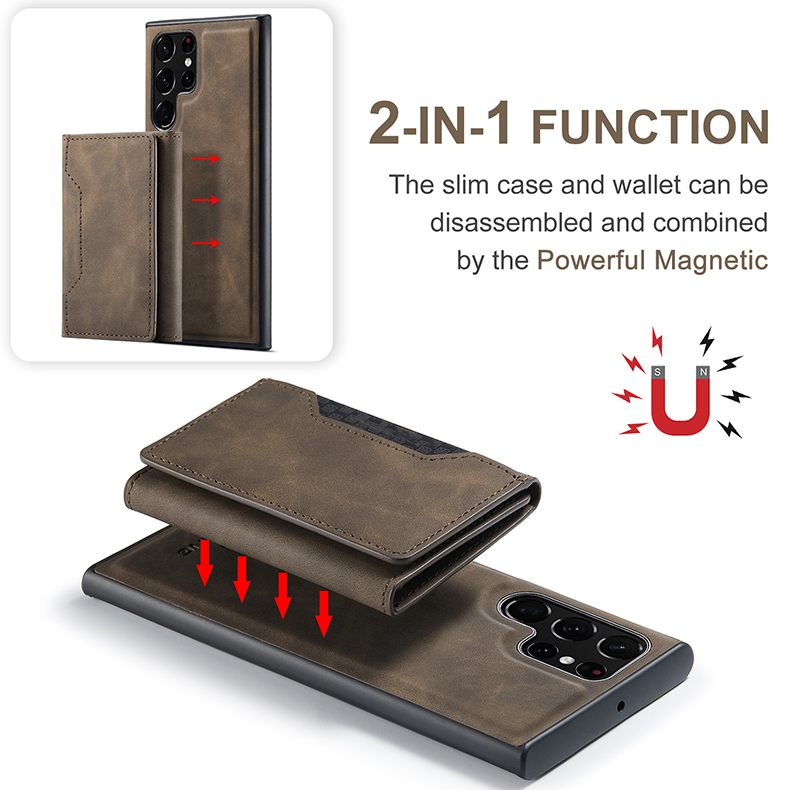 NO Private Mold PU Leather Magnetic Card Pocket Case for Samsung Galaxy S22 S23 Ultra