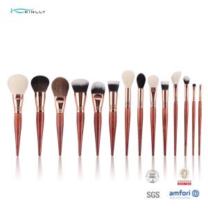 China 29 Pieces Brass Ferrule Cosmetic Makeup Brush Set Wooden Handle wholesale