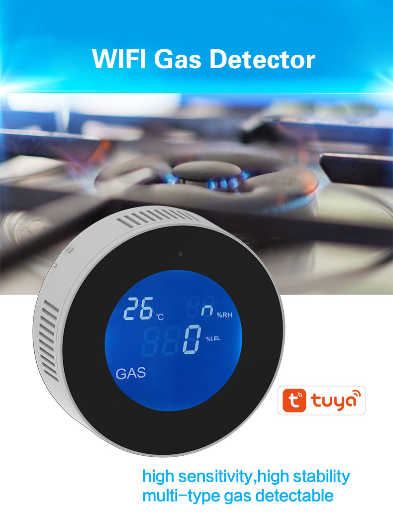 Glomarket Tuya Wifi Alarm System Led Digital Alarm Leak Detector Gas Sensor Gas Leak Detector