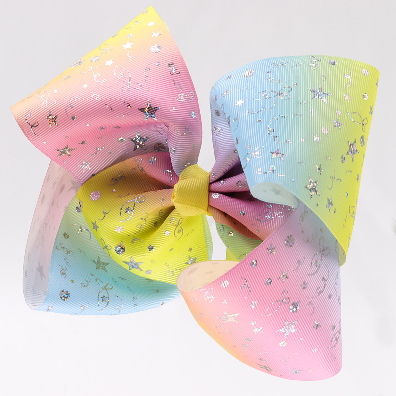 Large Size Hair Bow Ribbon Double Face Type Glitter Color With Clips