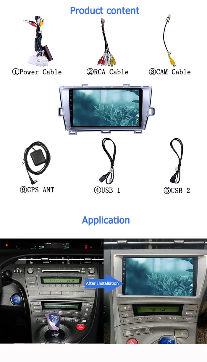9" Touch Screen Android 9.0 GPS Navigation For Toyota Prius LHD 2010-2015 Car Radio Stereo Multimedia Player