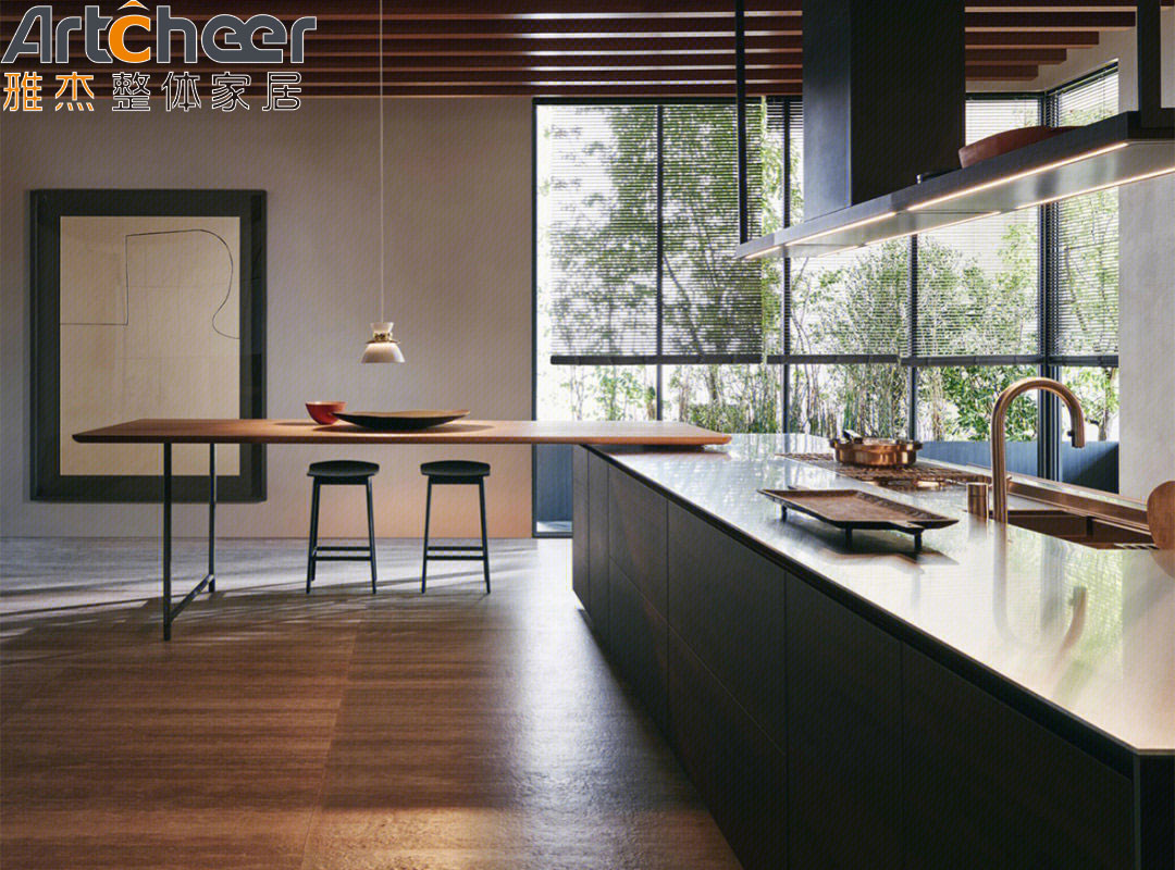 Base Customized Kitchen Cabinet Handles with Black Bench Top and Drawer Slide