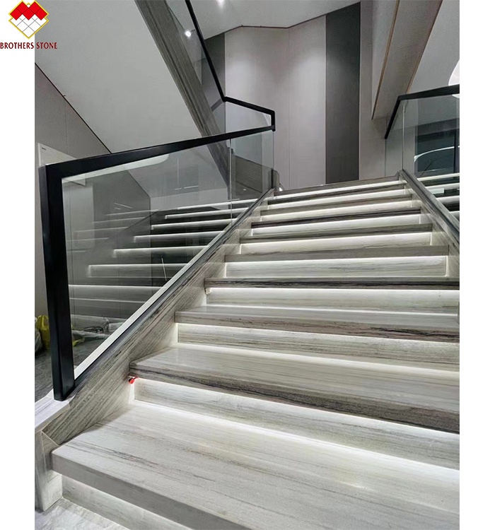 15 18mm Grey Marble Spiral Staircase Treads for Modern Homes and Easy Installation
