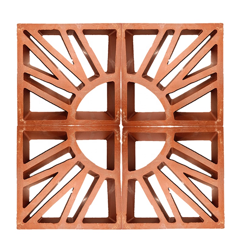 800 Centigrade Heat Insulation Red Terracotta Breeze View Clay Building Block For Modern Decorative Exterior Wall View