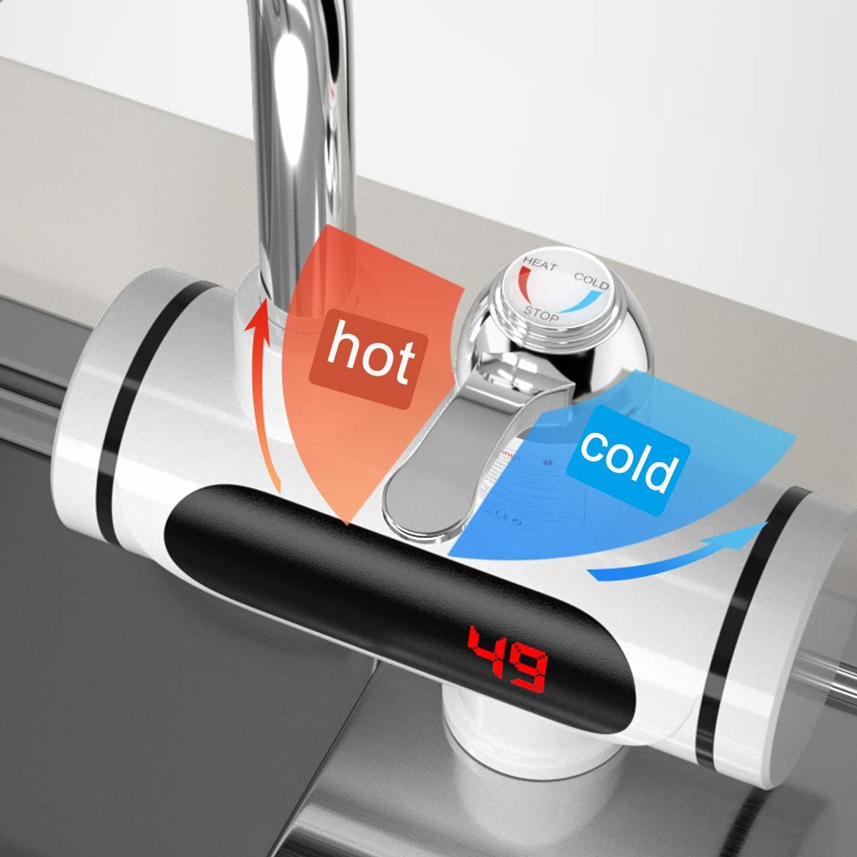 220 Volt SS304 Electric Hot Water Tap CE 360 Degree rotating