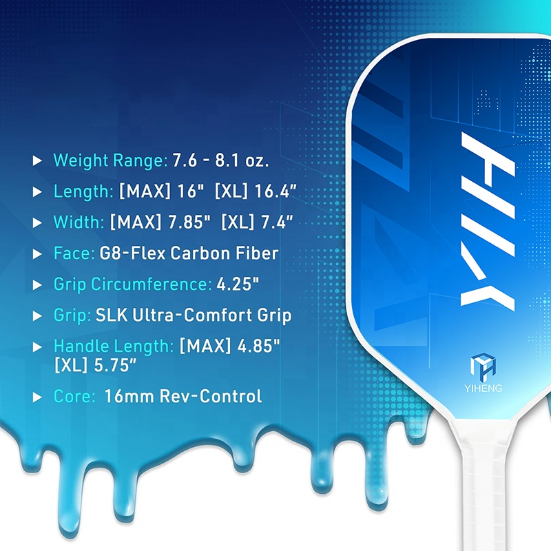 Professional Pickleball Paddles YIH Custom XL Paddle Size and 0.63 inch Thickness
