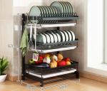412*266*555mm 3 Tier Stainless Steel Dish Drainer / Metal Dish Drying Rack
