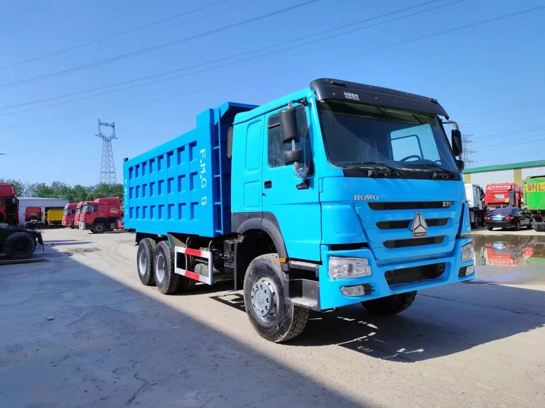 375HP Secondhand Truck 10tires Peacock Blue Sinotruck HOWO 6*4 Dump Truck